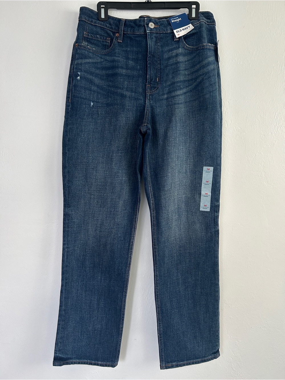 Old Navy Women's 14 Extra High Rise Straight Dark Wash Stretch Denim Jeans NWT